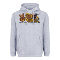 Heather Grey Peace Love Texas Longhorn Bull Heavyweight Hoodie - LillyAllenDesigns