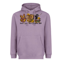 Lavender Peace Love Texas Longhorn Bull Heavyweight Hoodie - LillyAllenDesigns