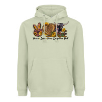 Matcha Peace Love Texas Longhorn Bull Heavyweight Hoodie - LillyAllenDesigns