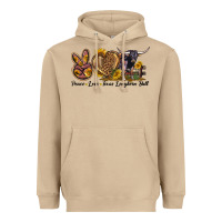 Mushroom Peace Love Texas Longhorn Bull Heavyweight Hoodie - LillyAllenDesigns