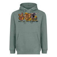 Sage Peace Love Texas Longhorn Bull Heavyweight Hoodie - LillyAllenDesigns