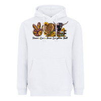 White Peace Love Texas Longhorn Bull Heavyweight Hoodie - LillyAllenDesigns