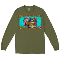 Army Green hippie van floral skinny metal can holder Long Sleeve Tee - HRA Design Shop