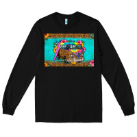 Black hippie van floral skinny metal can holder Long Sleeve Tee - HRA Design Shop