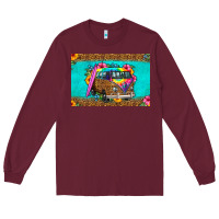 Burgundy hippie van floral skinny metal can holder Long Sleeve Tee - HRA Design Shop