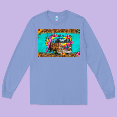 Hippie Van Floral Skinny Metal Can Holder Long Sleeve Tee Designed By Hra Design Shop