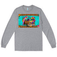 Heather Grey hippie van floral skinny metal can holder Long Sleeve Tee - HRA Design Shop