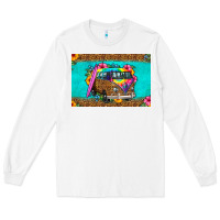 White hippie van floral skinny metal can holder Long Sleeve Tee - HRA Design Shop