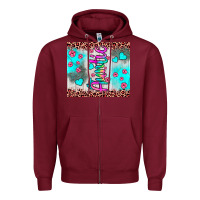 Burgundy auntie leopard turquoise Zipper Hoodie - JahusDesignShop