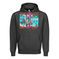 Charcoal Heather auntie leopard turquoise Zipper Hoodie - JahusDesignShop