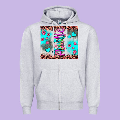 Auntie Leopard Turquoise Zipper Hoodie Designed By Jahusdesignshop