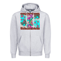 Heather Grey auntie leopard turquoise Zipper Hoodie - JahusDesignShop