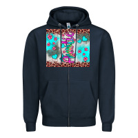Navy auntie leopard turquoise Zipper Hoodie - JahusDesignShop