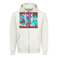 Oatmeal Heather auntie leopard turquoise Zipper Hoodie - JahusDesignShop