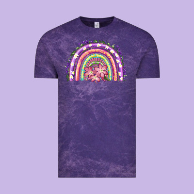 Vintage Tee Easter Floral Spring Rainbow