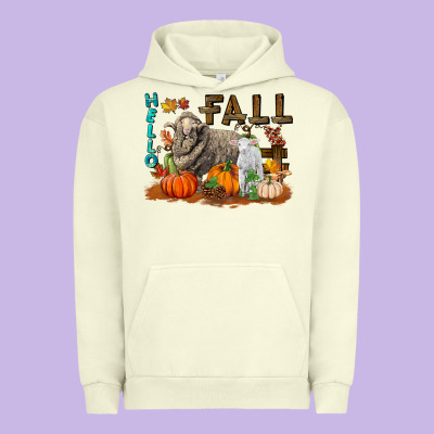 Hello Fall Merino Wool Sheep Urban Hoodie Designed By Lillyallendesigns