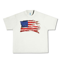 Pistachio tattered american flag Urban Heavy Tee - Zillion Design Studio