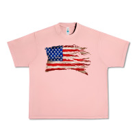 Salmon tattered american flag Urban Heavy Tee - Zillion Design Studio