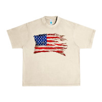 Sandshell tattered american flag Urban Heavy Tee - Zillion Design Studio