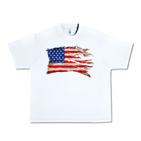 White tattered american flag Urban Heavy Tee - Zillion Design Studio