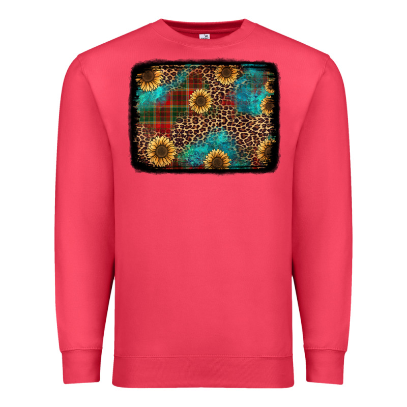 Christmas Sunflowers And Buffalo Plaid Background Premium Sweatshirt by Jasminsmagicworld | Teevron