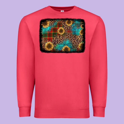 Christmas Sunflowers And Buffalo Plaid Background Premium Sweatshirt Designed By Jasminsmagicworld