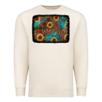 Sandshell christmas sunflowers and buffalo plaid background Premium Sweatshirt - Jasminsmagicworld