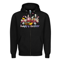 Black happy easter trucks Zipper Hoodie - AdoDesignShop