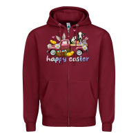 Burgundy happy easter trucks Zipper Hoodie - AdoDesignShop