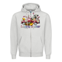 Dove Grey happy easter trucks Zipper Hoodie - AdoDesignShop