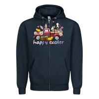 Navy happy easter trucks Zipper Hoodie - AdoDesignShop