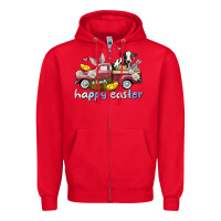 Red happy easter trucks Zipper Hoodie - AdoDesignShop