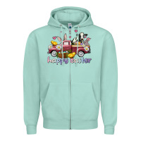 Seafoam happy easter trucks Zipper Hoodie - AdoDesignShop