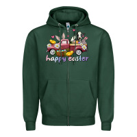 Sports Green happy easter trucks Zipper Hoodie - AdoDesignShop