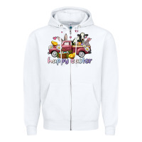 White happy easter trucks Zipper Hoodie - AdoDesignShop