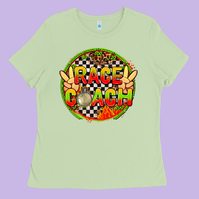 Race Coach  With Leopard And Peace Hand Ladies Tee Designed By Adodesignshop