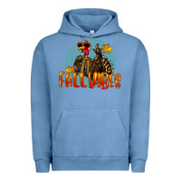 Pigment Pebble Blue Fall Vibes Turkey Urban Hoodie - LillyAllenDesigns