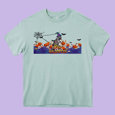 Happy Halloween Raccon Heavy Core Tee Designed By Lillyallendesigns