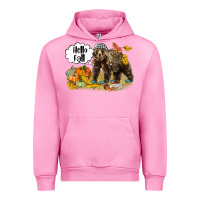Fuchsia Pink Hello Fall Brown Bear Urban Hoodie - LillyAllenDesigns