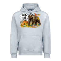 Heather Grey Hello Fall Brown Bear Urban Hoodie - LillyAllenDesigns