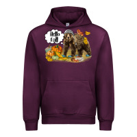 Mauve Wine Hello Fall Brown Bear Urban Hoodie - LillyAllenDesigns