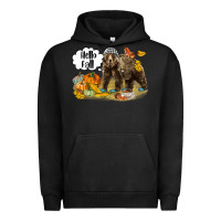 Pigment Black Hello Fall Brown Bear Urban Hoodie - LillyAllenDesigns