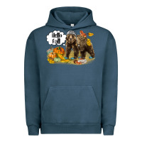 Pigment Midnight Navy Hello Fall Brown Bear Urban Hoodie - LillyAllenDesigns