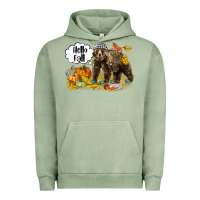 Pigment Oil Green Hello Fall Brown Bear Urban Hoodie - LillyAllenDesigns