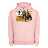 Pigment Salmon Hello Fall Brown Bear Urban Hoodie - LillyAllenDesigns