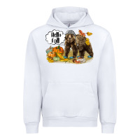 White Hello Fall Brown Bear Urban Hoodie - LillyAllenDesigns