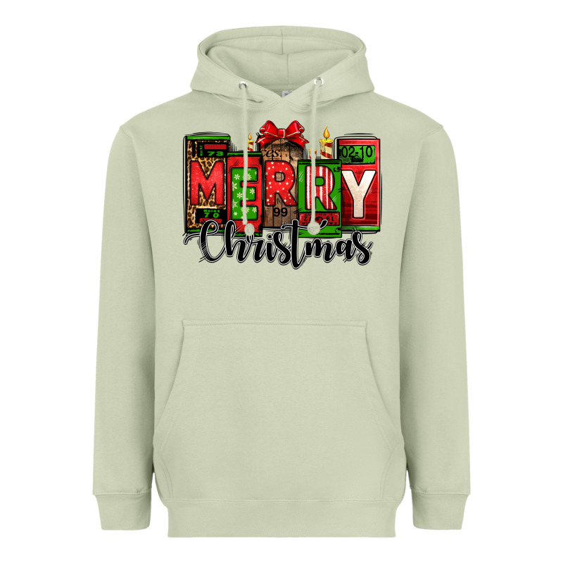 Merry Christmas License Plate Letters Heavyweight Hoodie by Jasminsmagicworld | Teevron