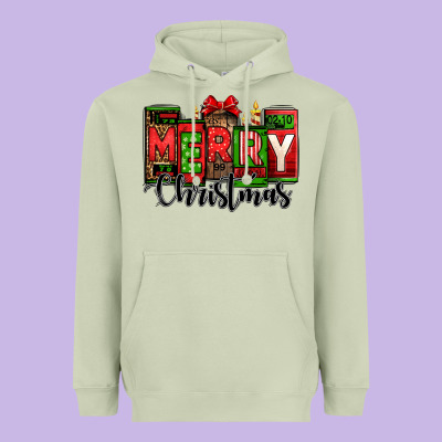 Merry Christmas License Plate Letters Heavyweight Hoodie Designed By Jasminsmagicworld