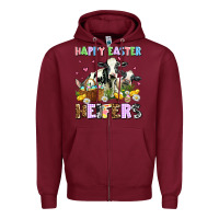 Burgundy happy easter heifer's Zipper Hoodie - AdoDesignShop