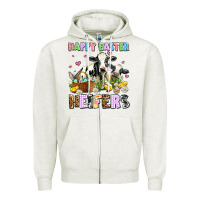 Oatmeal Heather happy easter heifer's Zipper Hoodie - AdoDesignShop